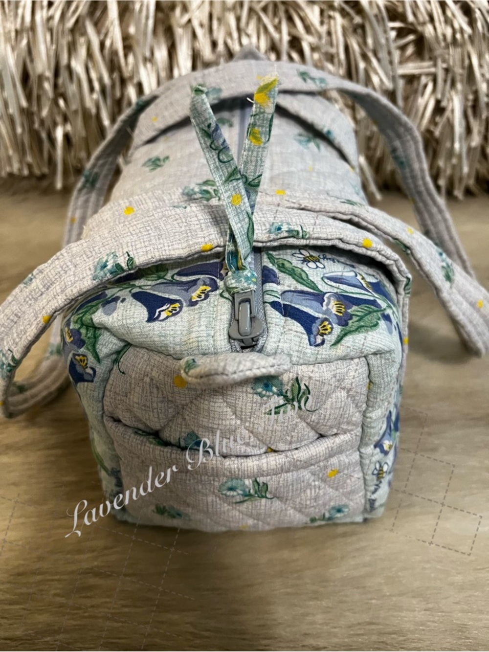 Vintage VERA BRADLEY Watercolor 1st Generation 100 Duffle Pastel Blue Green USA - Picture 5 of 14